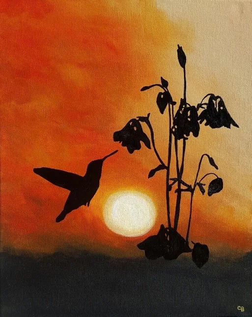 Hummingbird in Sunset
