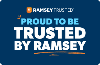 Ramsey Trusted logo with the slogan 'Proud to be Trusted by Ramsey' on a blue background