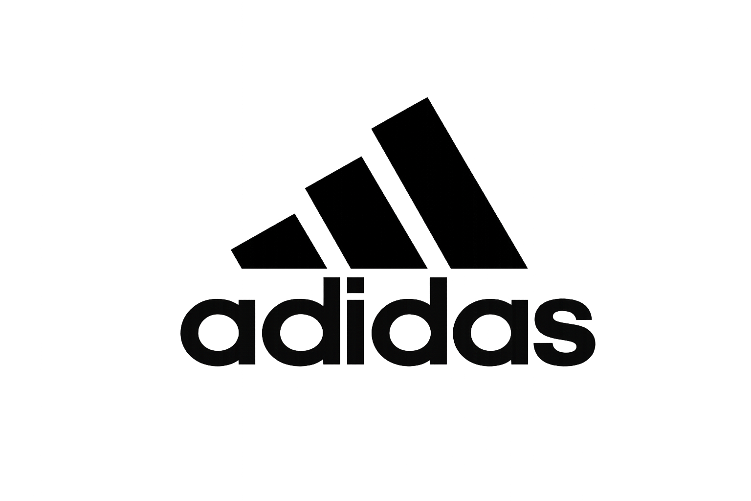 Adidas logo with three slanted stripes above the lowercase word 'adidas' on a black background.