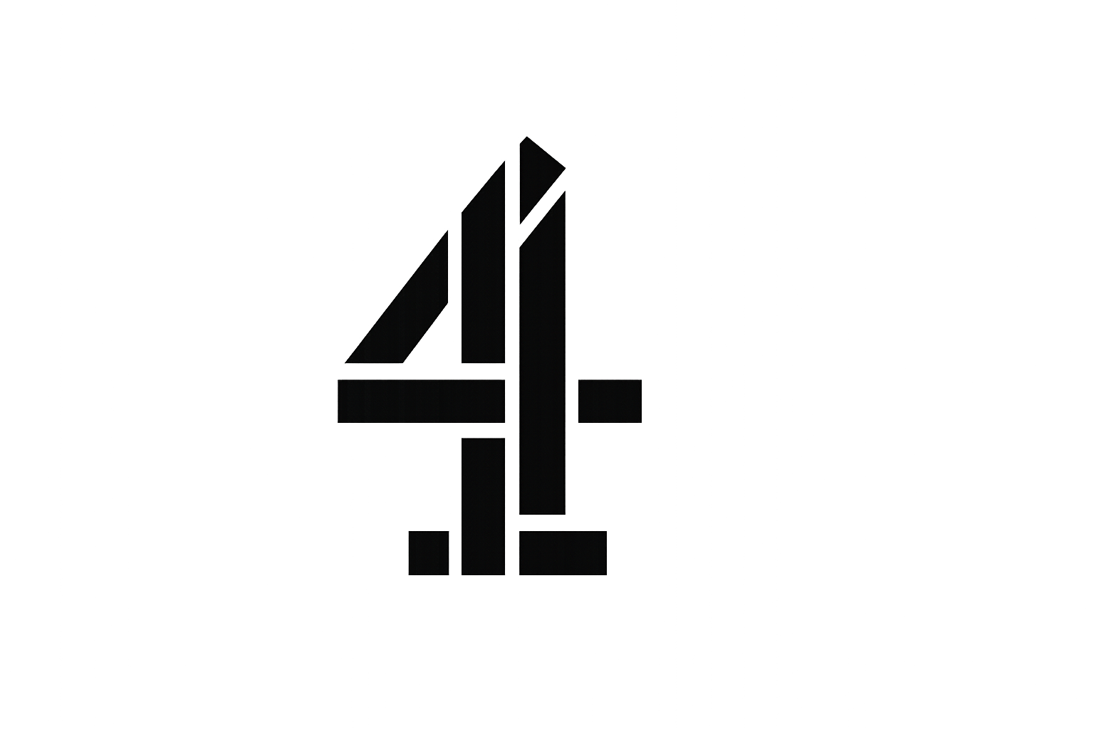 Channel 4 logo, or the number 4 written in bold, black font on a gradient gray background.