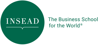 Logo d'INSEAD, une école de commerce, avec le texte 'The Business School for the World'.