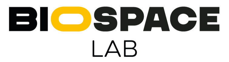 Logo de BIOSPACE LAB avec le texte en noir et jaune