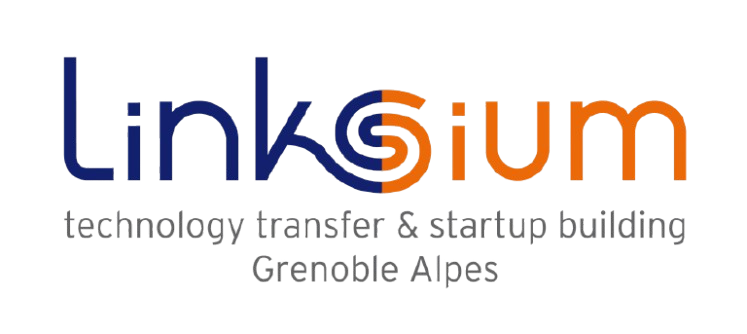 Logo de LinkSium avec le texte 'Technology Transfer & Startup Building Grenoble Alpes' dessous.