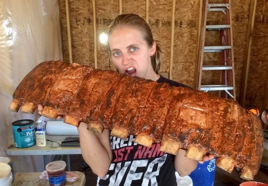 Faux painted rack of ribs skateboard
