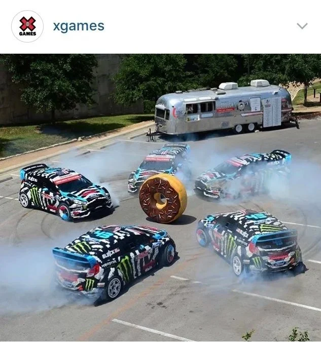 Xgames instagram post of giant faux donut