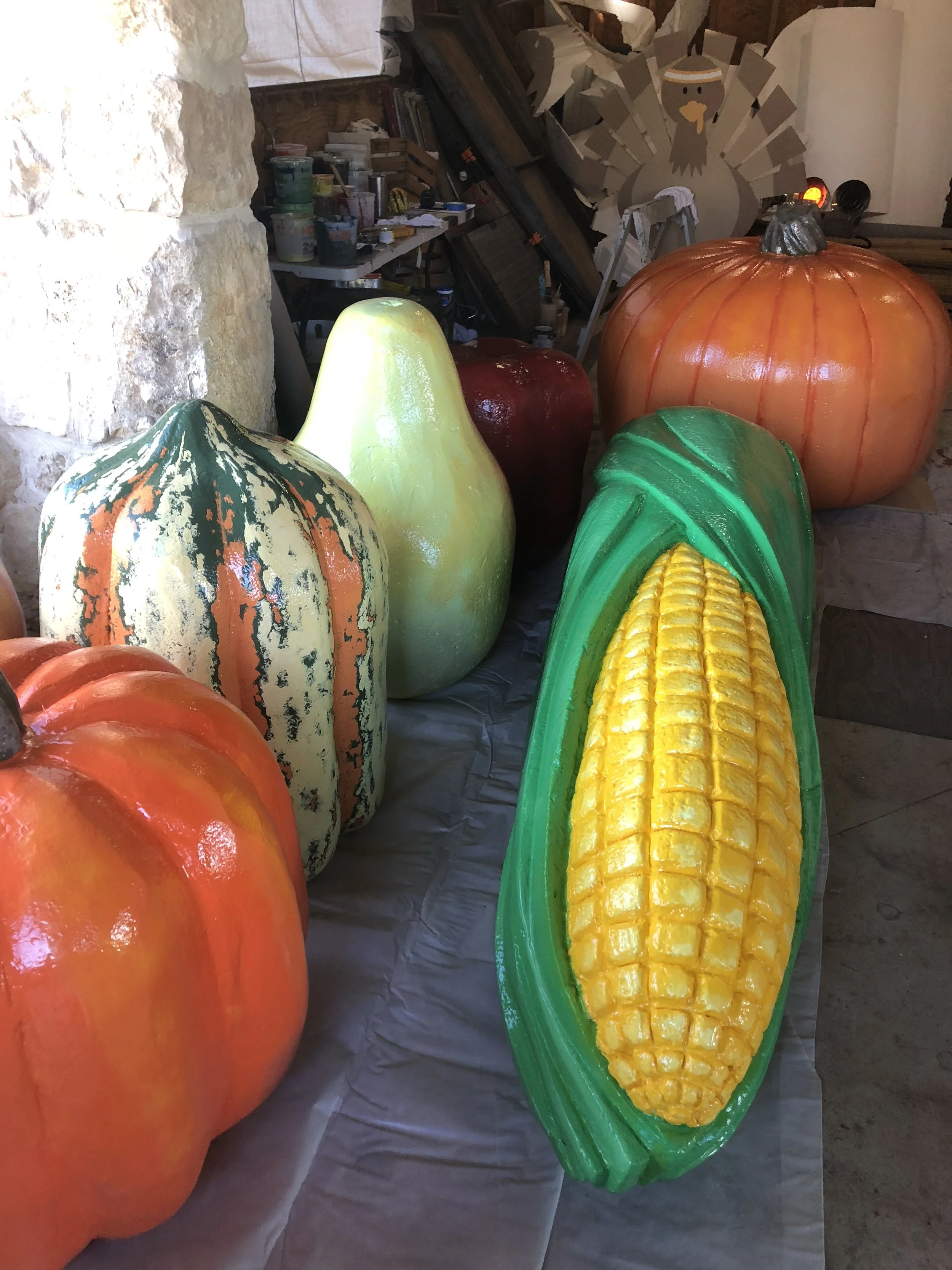 Giant sculpted and painted veggies for HEB 