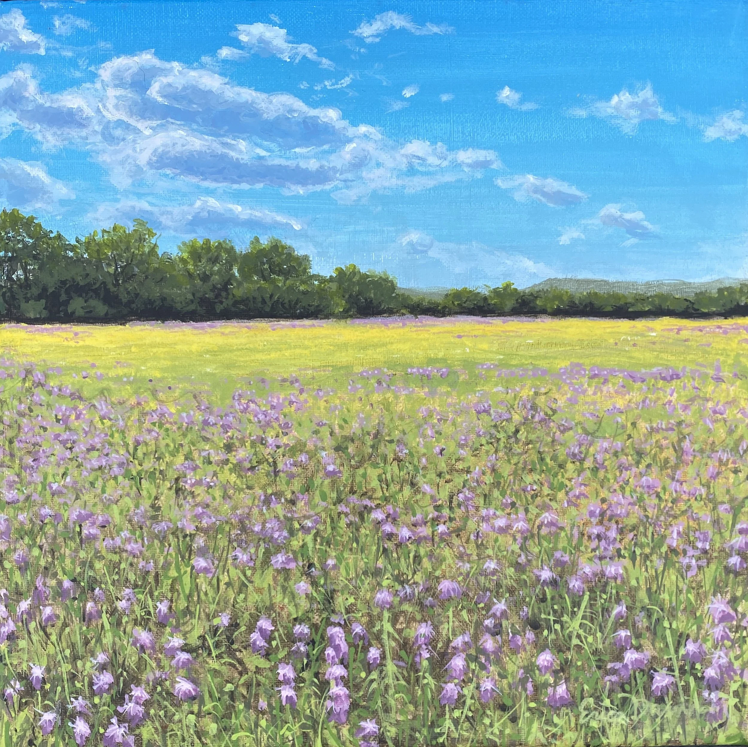 Bee Balmtopia - 12” x 12” Original Wildflower Painting