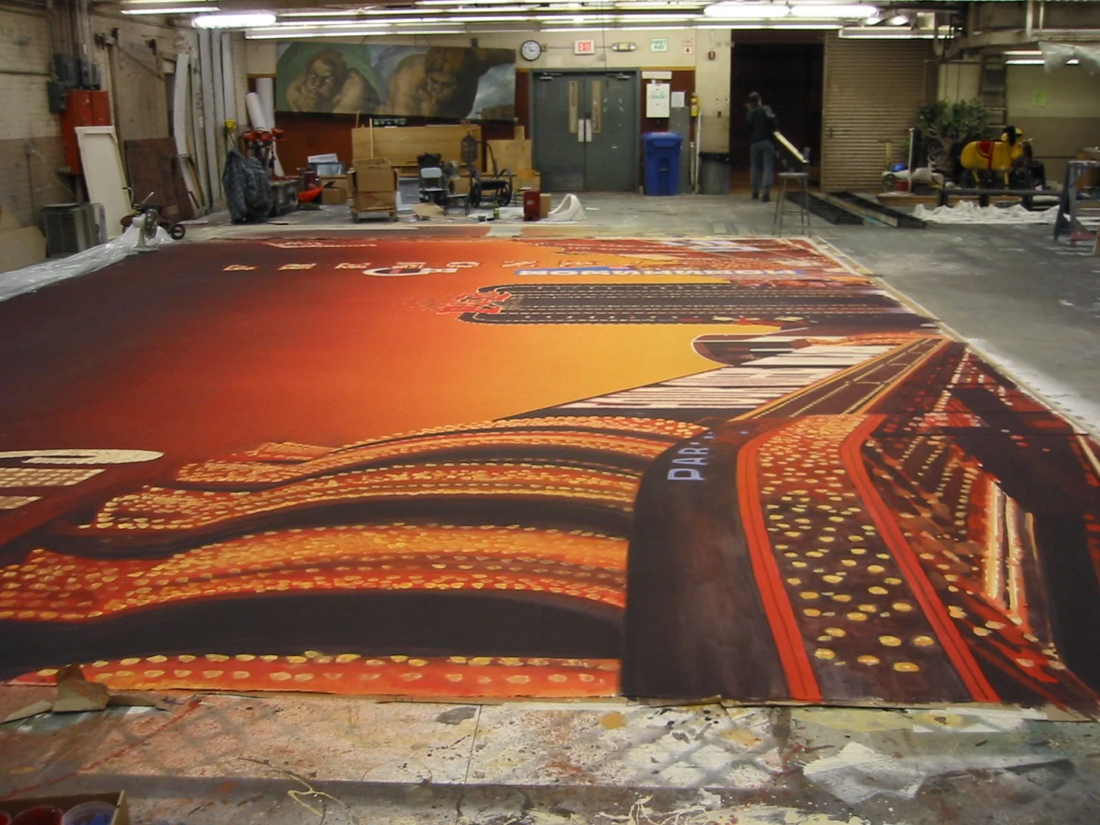Painted backdrop in progress