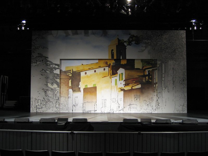 Hand painted backdrop for theatrical production