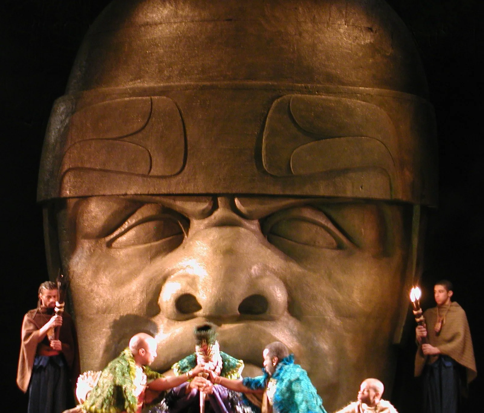 Sculpted & painted Olmec head for theatrical production