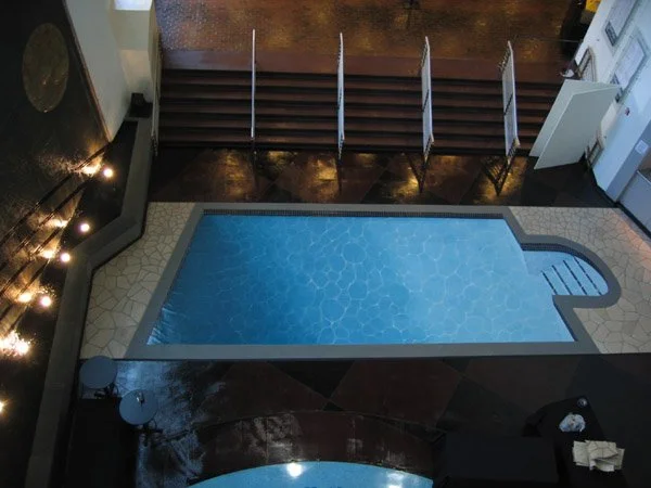Painted trompe l'oeil swimming pool dance floor for Gala