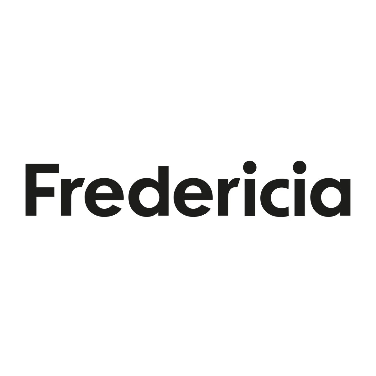 The logo of Fredericia, featuring a stylized abstract emblem above the word 'Fredricia' in bold black text.