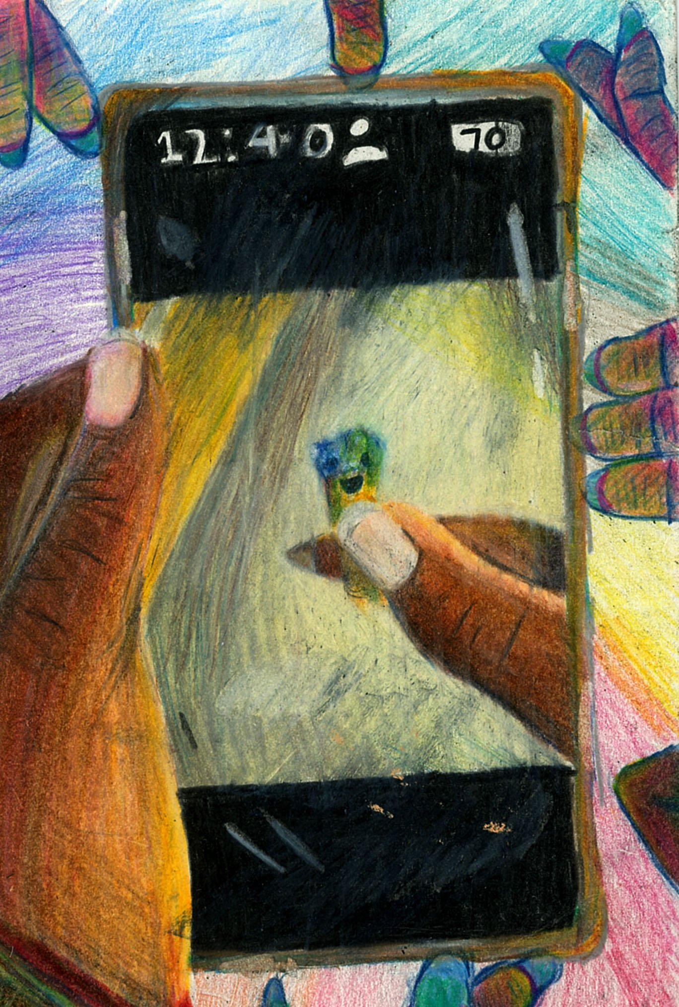 Untitled, colored pencils on paper, 7 x 5 inches ©2024