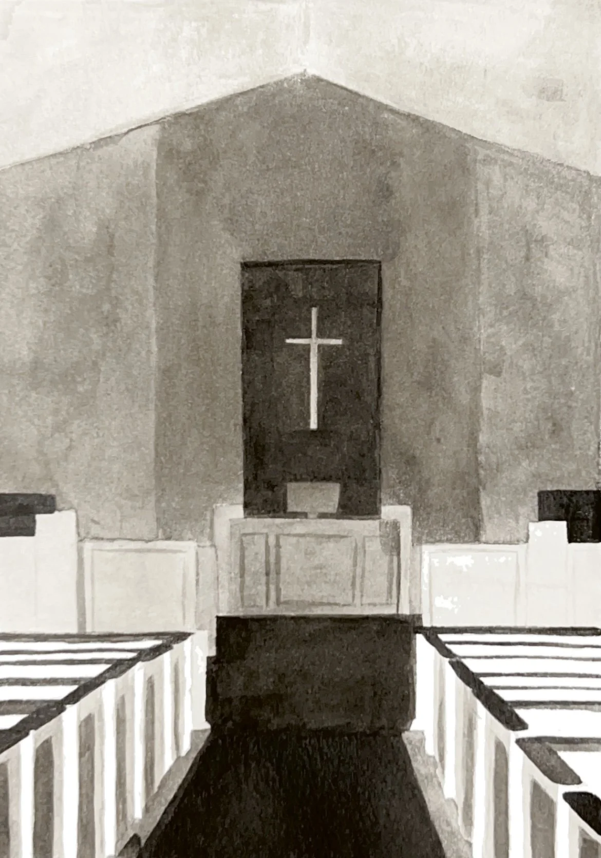 Church of my Childhood, ink, 7 x 5 inches, ©2025