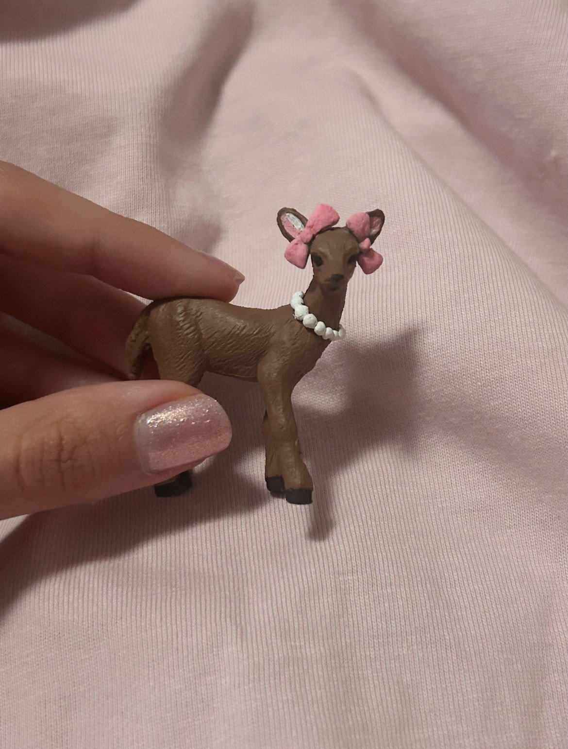 Coquette Deer, sculpey, 2 x 1.5 inches, ©2025