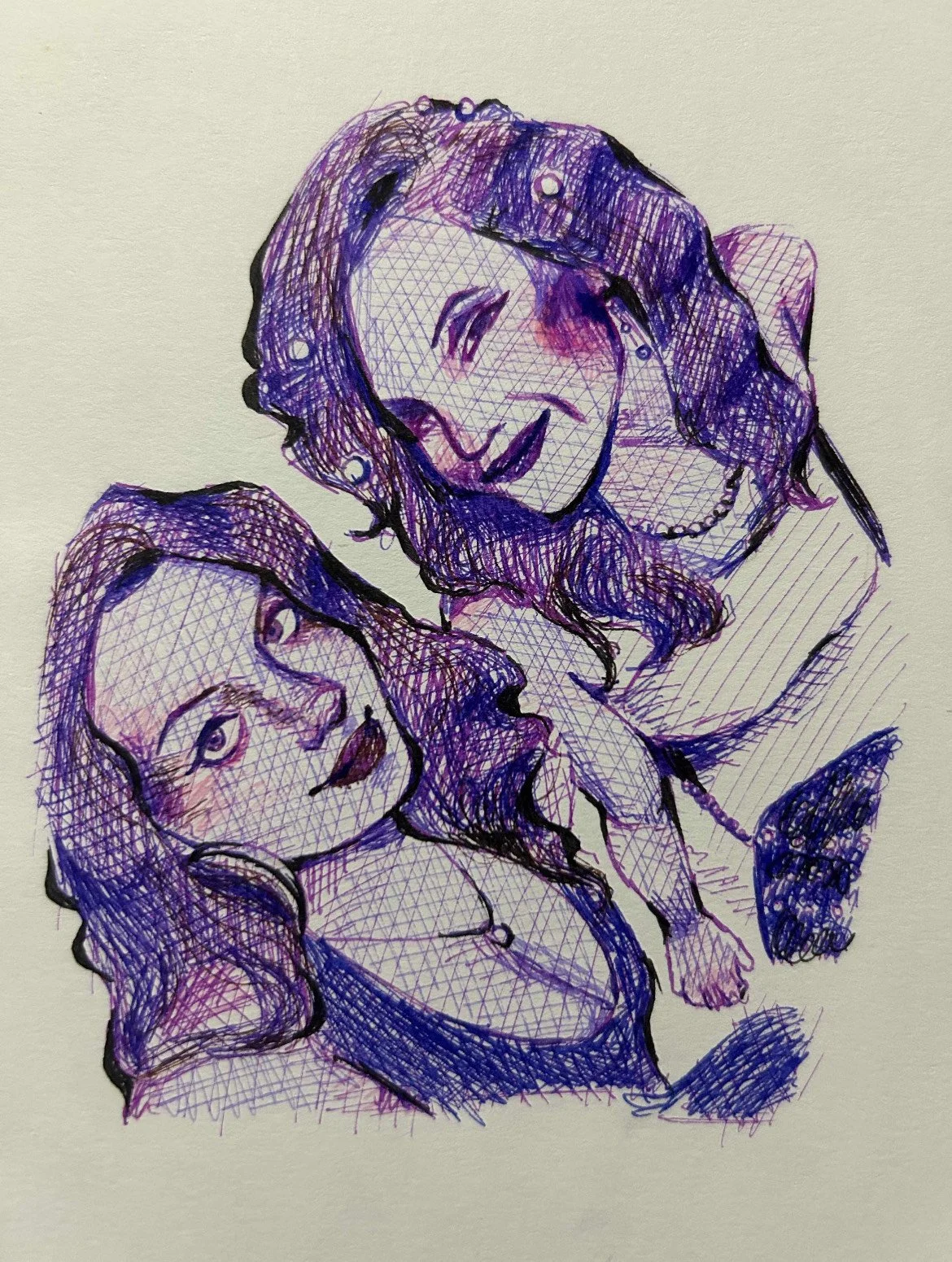 Lily and Lola, pen, 7 x 5 inches, ©2025