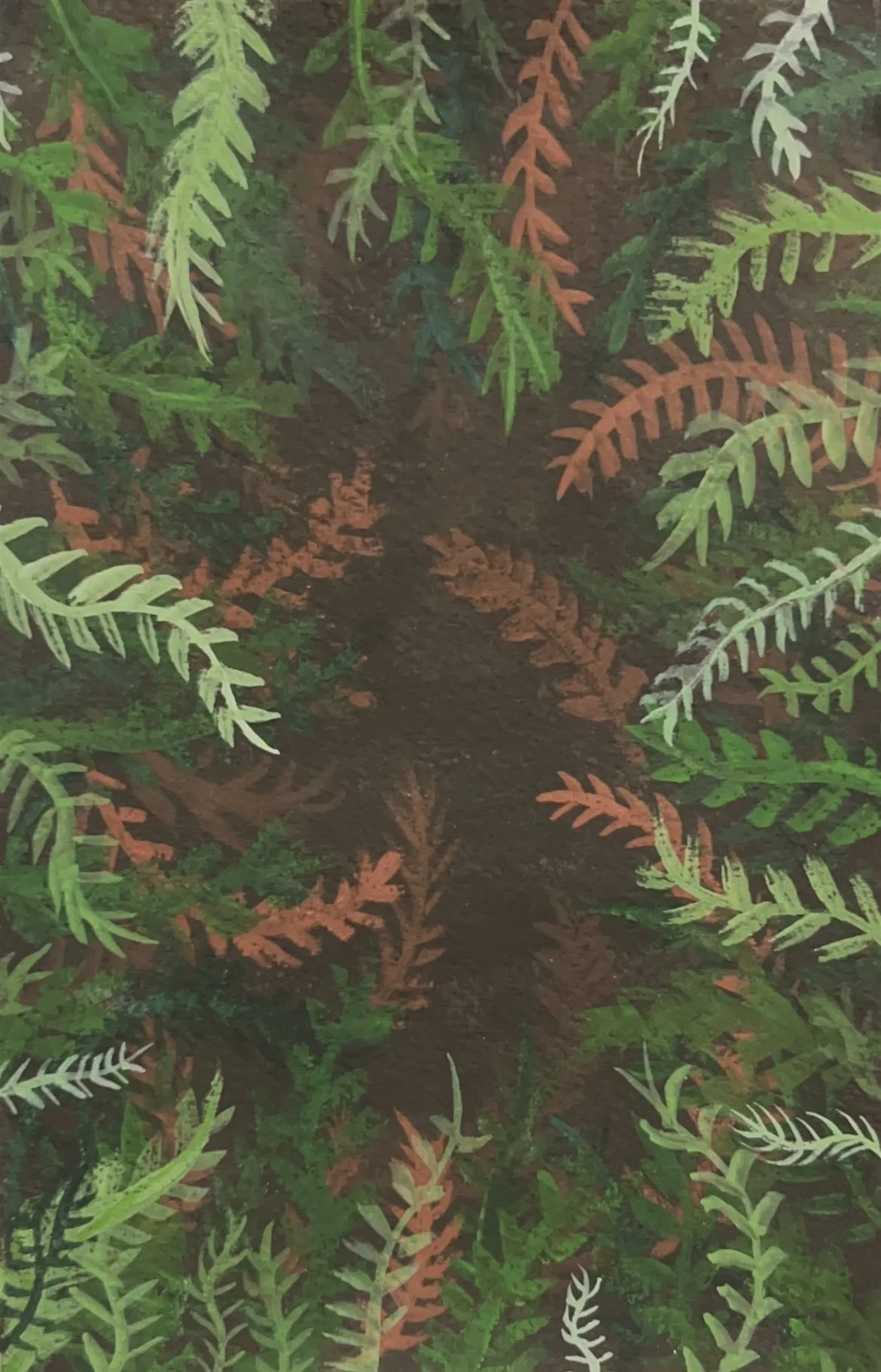 Within an Inkberry Bush, gouache, 7 x 5 inches, ©2025