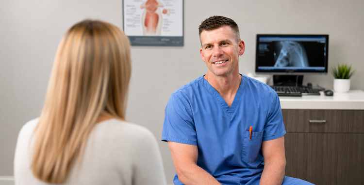Dr. Jonathan Streit speaking with a patient