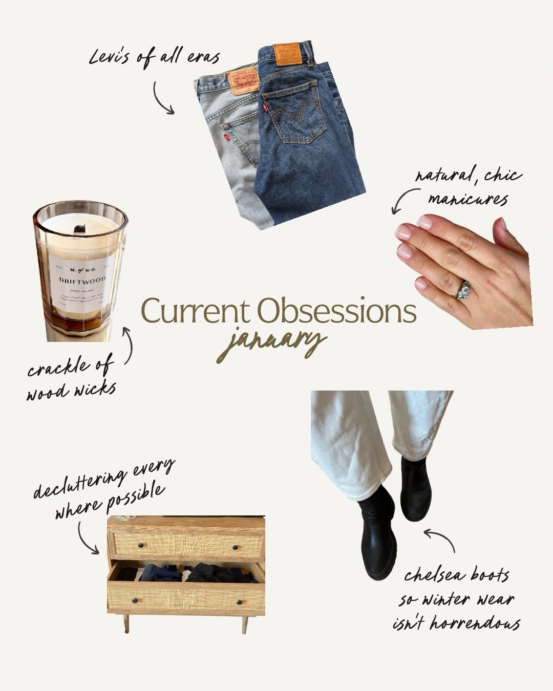 J A N U A R Y current obsessions. 🫶🏻👏🏼🤍I love browsing these online and I&rsquo;m curious, which ones are you twinning with me? Fill me in on the comments 😍

Ps: If you too enjoy these, give a double tap [❤️]and I can do it monthly.
-
-
-
#janu