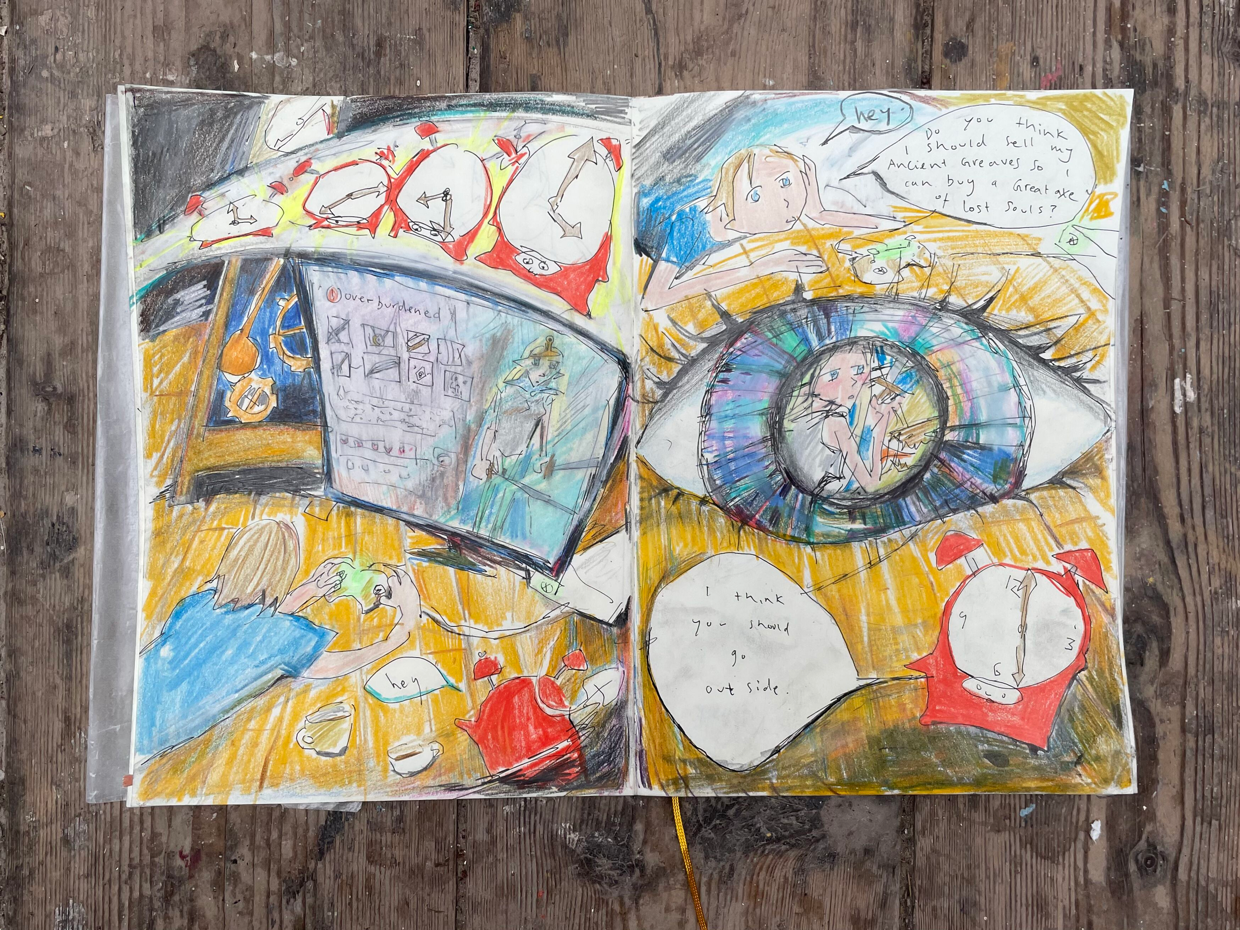 Xbox Xtacy. 
Coloured pencil and ink on paper, 2026.