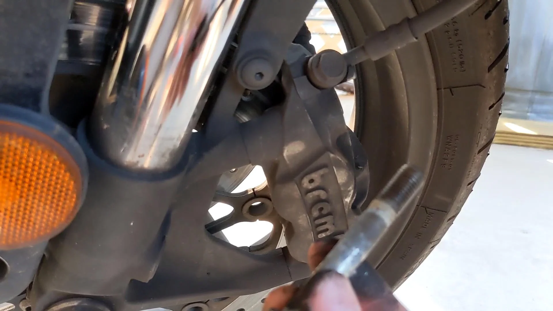 Moat Mobile Brakes Changing Motorcycle Brakes in Cobb County Georgia at a client's house