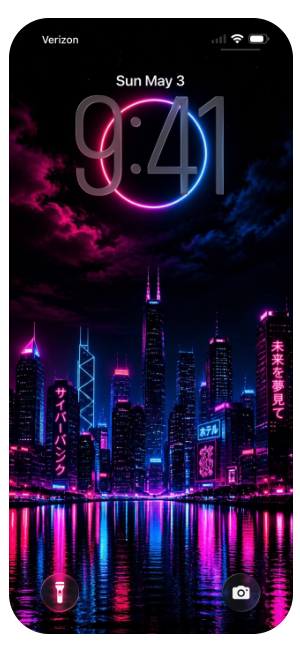 AMOLED neon skyline wallpaper deep black