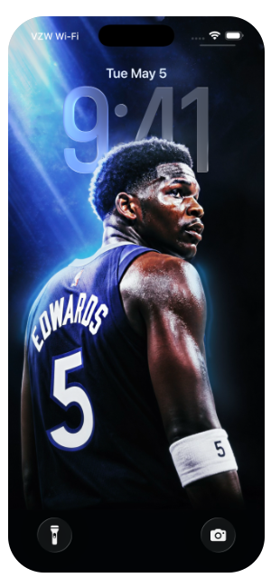 4k oled lock screen wallpaper of Anthony Edwards of the Minnesota timberwolves