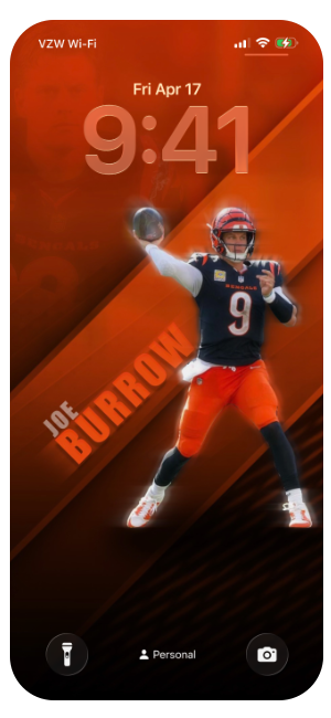Download Joe Burrow Cincinnati Bengals OLED Dark Lock Screen Wallpaper