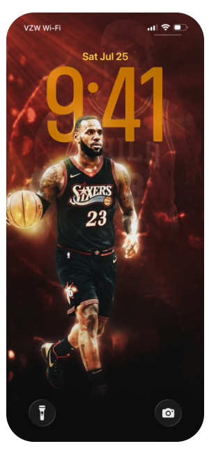 oled wallpaper of Lebron James Sixers