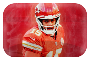 OLED Lock Screen Wallpaper Patrick Mahomes of the Kansas City Chiefs, American football player in a red jersey and helmet looking forward.