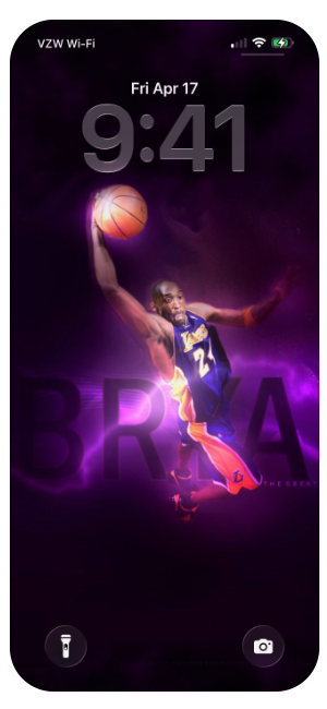 Download Kobe Brant Los Angeles Lakers OLED Dark Lock Screen Wallpaper