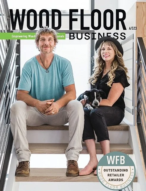 Award Winning flooring store,Samurai Hardwood Flooring on the cover of Wood Floor Business Magazine