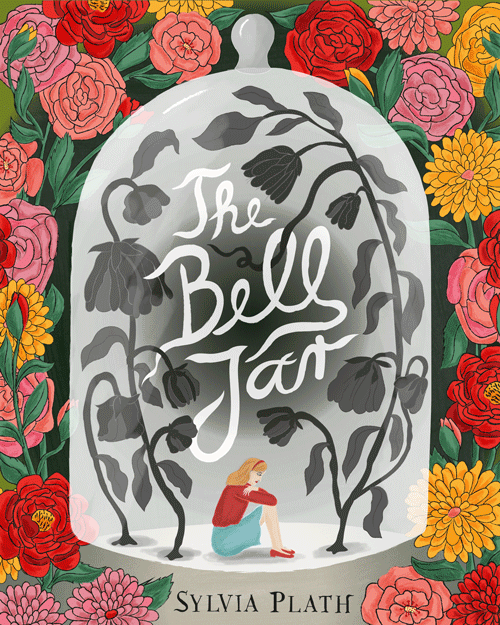 Animated illustrated book cover of the Bell Jar by editorial illustrator and motion designer Stephanie Hofmann