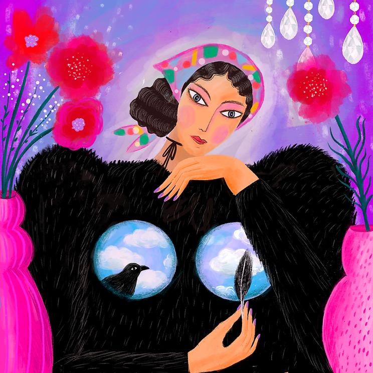 Illustration of surreal lady for breastcancer awareness by illustrator Stephanie Hofmann