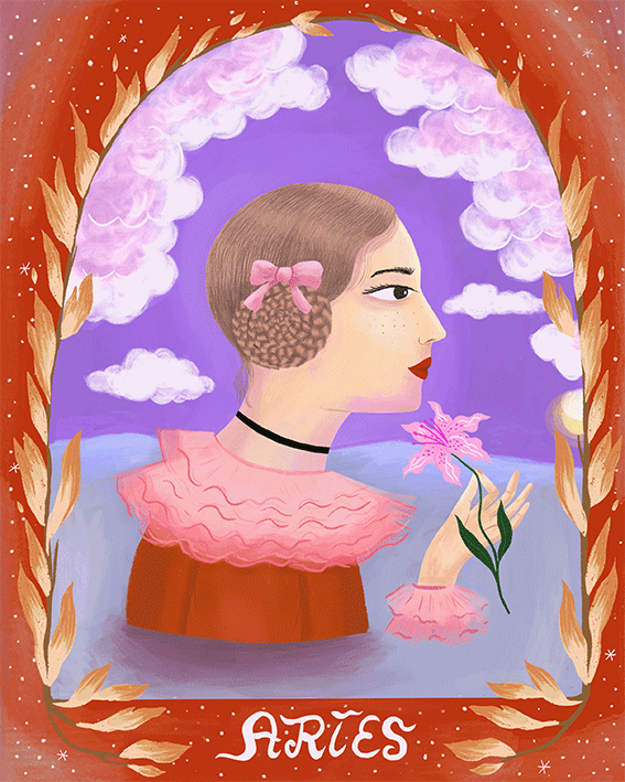 Animated zodiac Aries illustration by illustrator Stephanie Hofmann