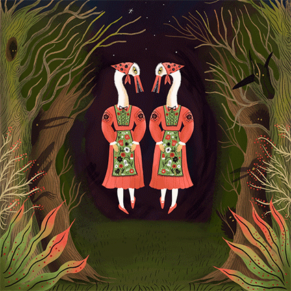 Folk horror inspired gif animation for use as a social media ad by motion designer and illustrator Stephanie Hofmann
