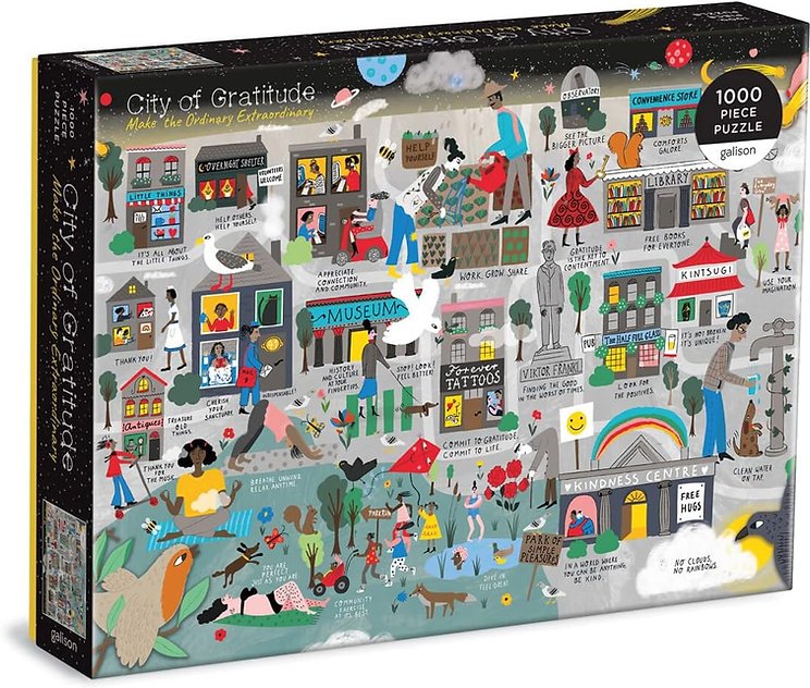 Illustrated gratitude map puzzle by editorial illustrator Stephanie Hofmann
