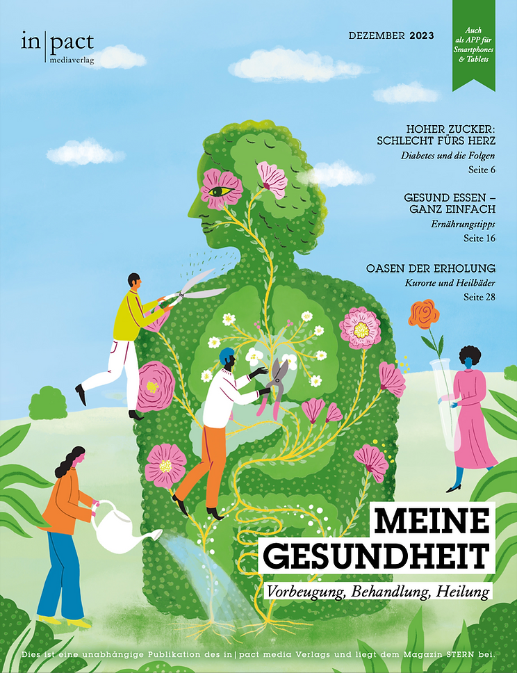 Health magazine cover editorial illustration by illustrator Stephanie Hofmann