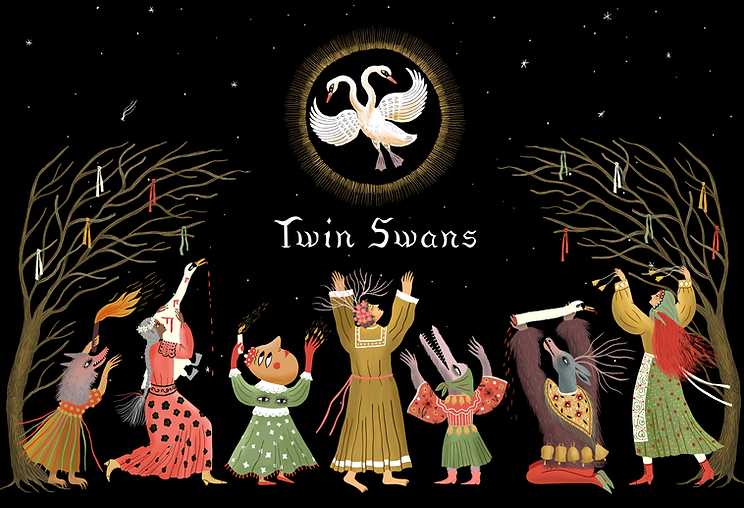 Folk horror style illustration and corporate identity by illustrator Stephanie Hofmann