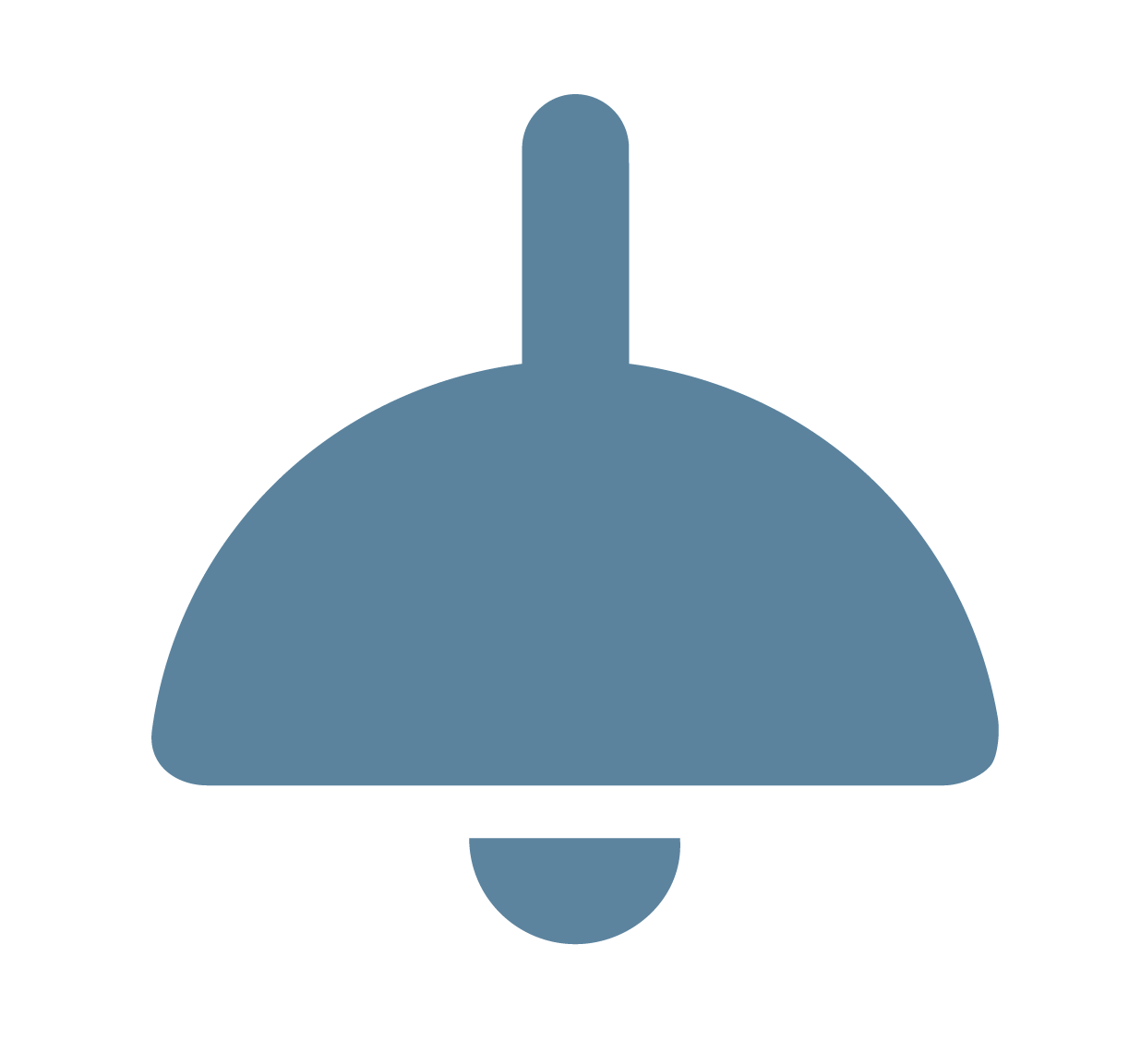 Simple graphic of a blue bell icon on a black background.
