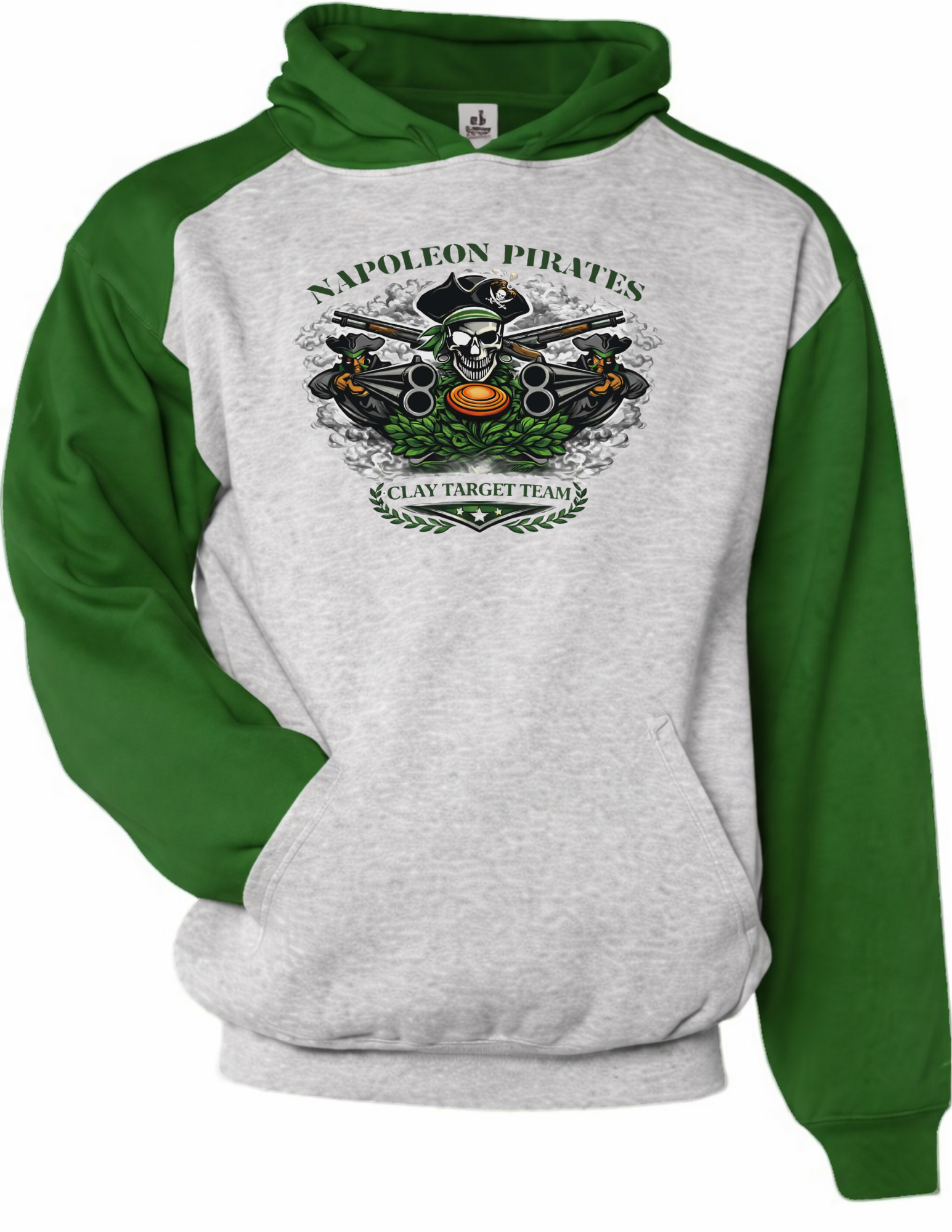 Performance Hoodie (Green/Gray Raglan)-Napoleon Clay Target Team