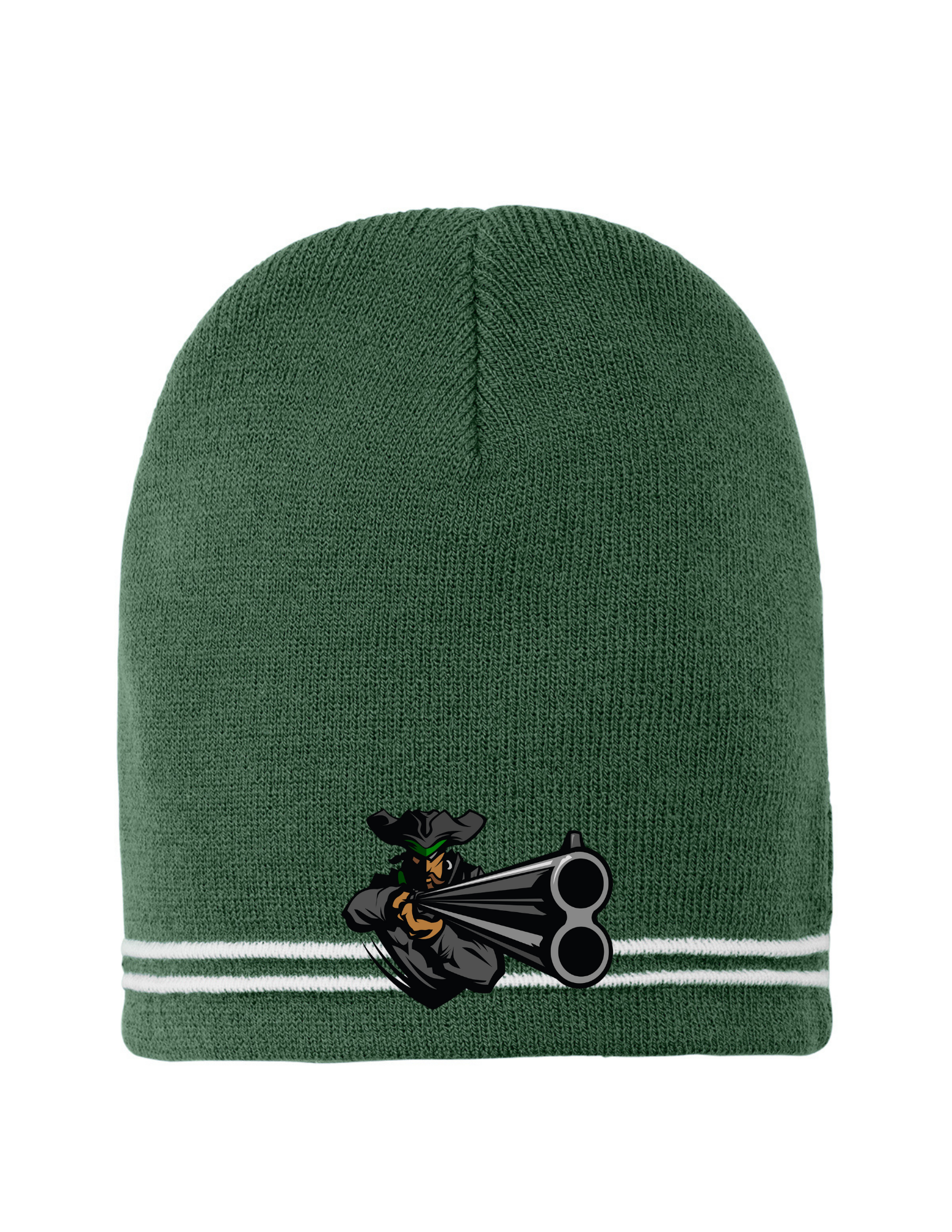 Striped Knit Beanie (Green/White)-Napoleon Clay Target Team