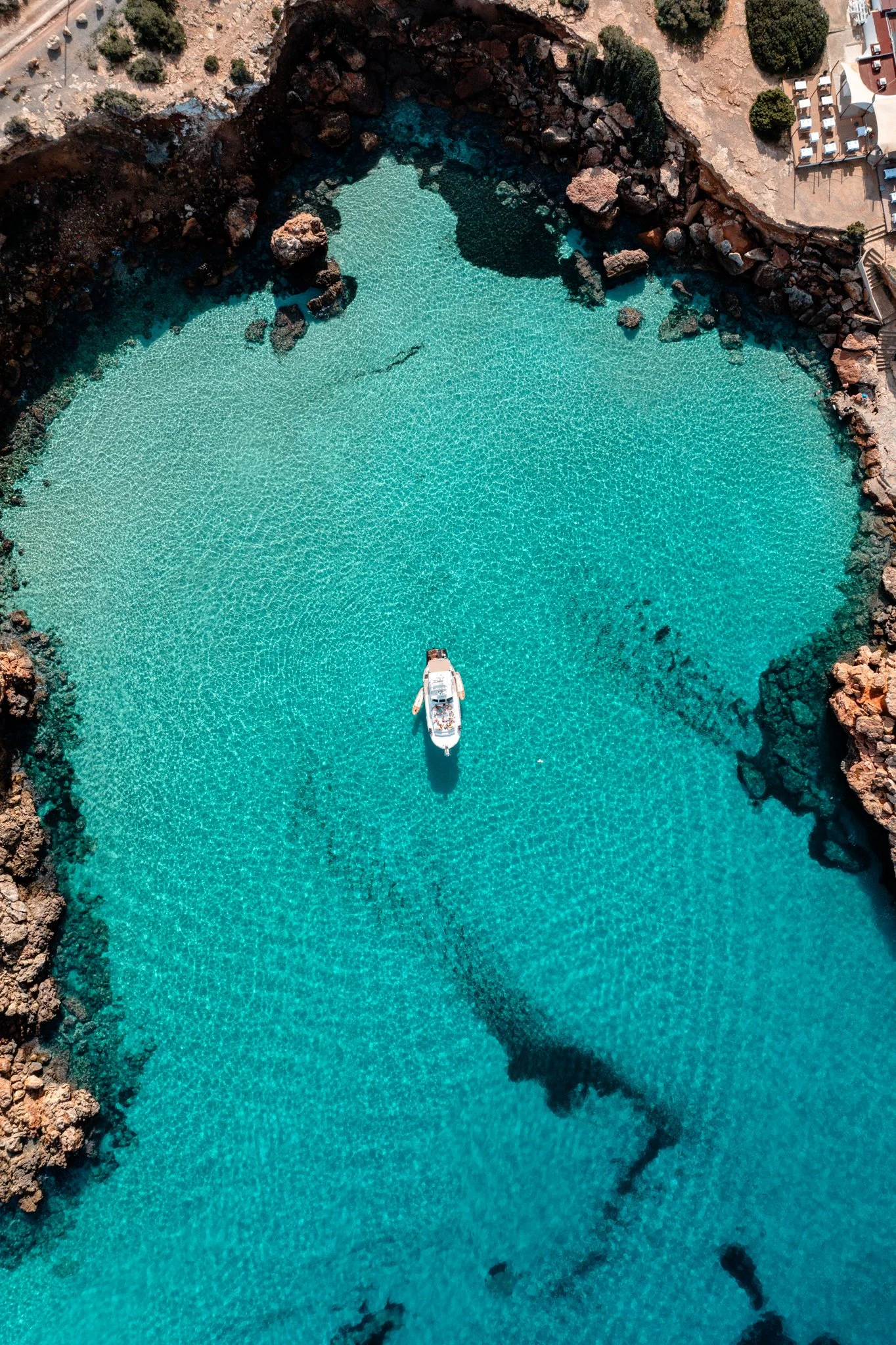 Aruna anchored in Ses Roques, Ibiza