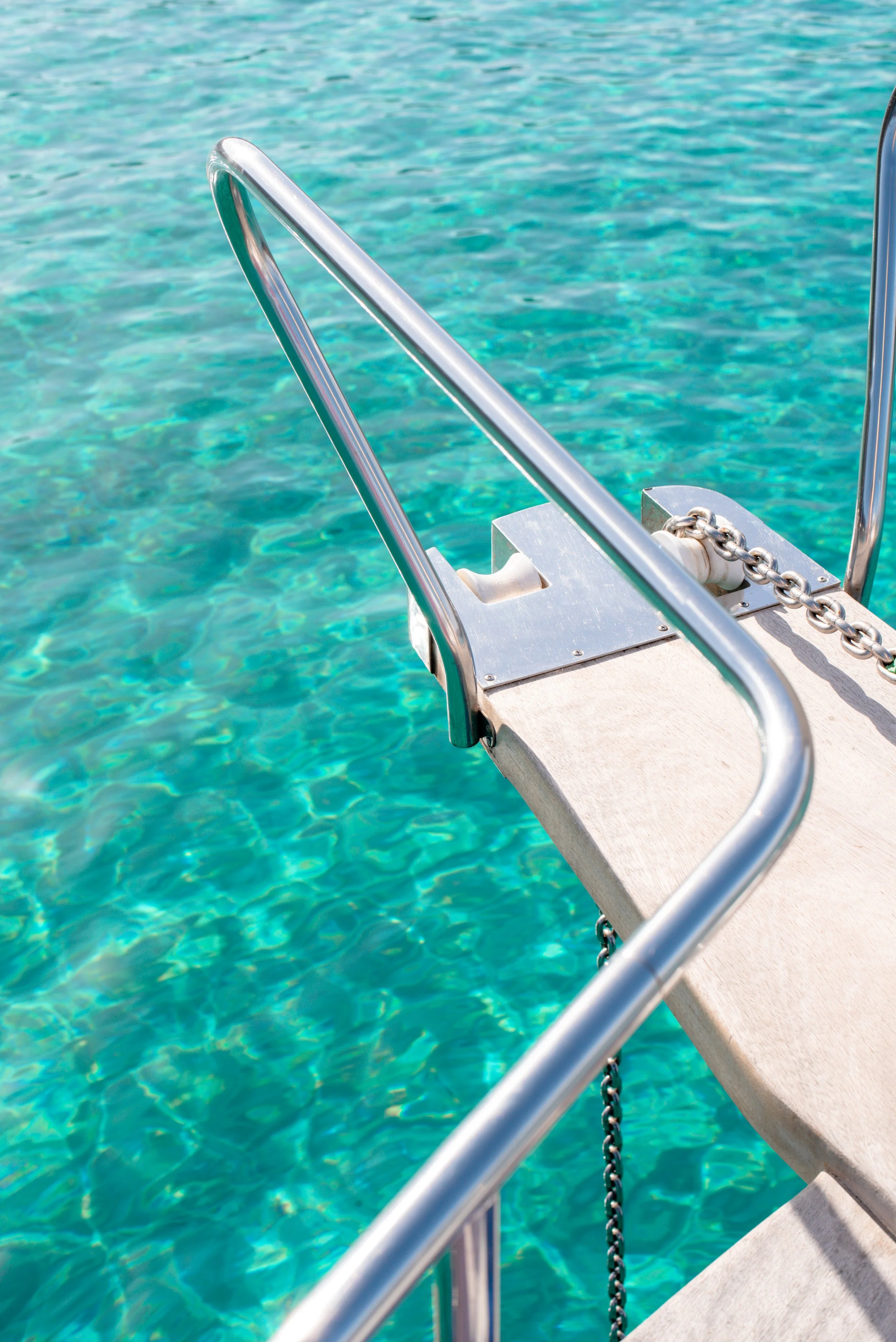 Aruna anchored in Ibiza’s crystal clear waters