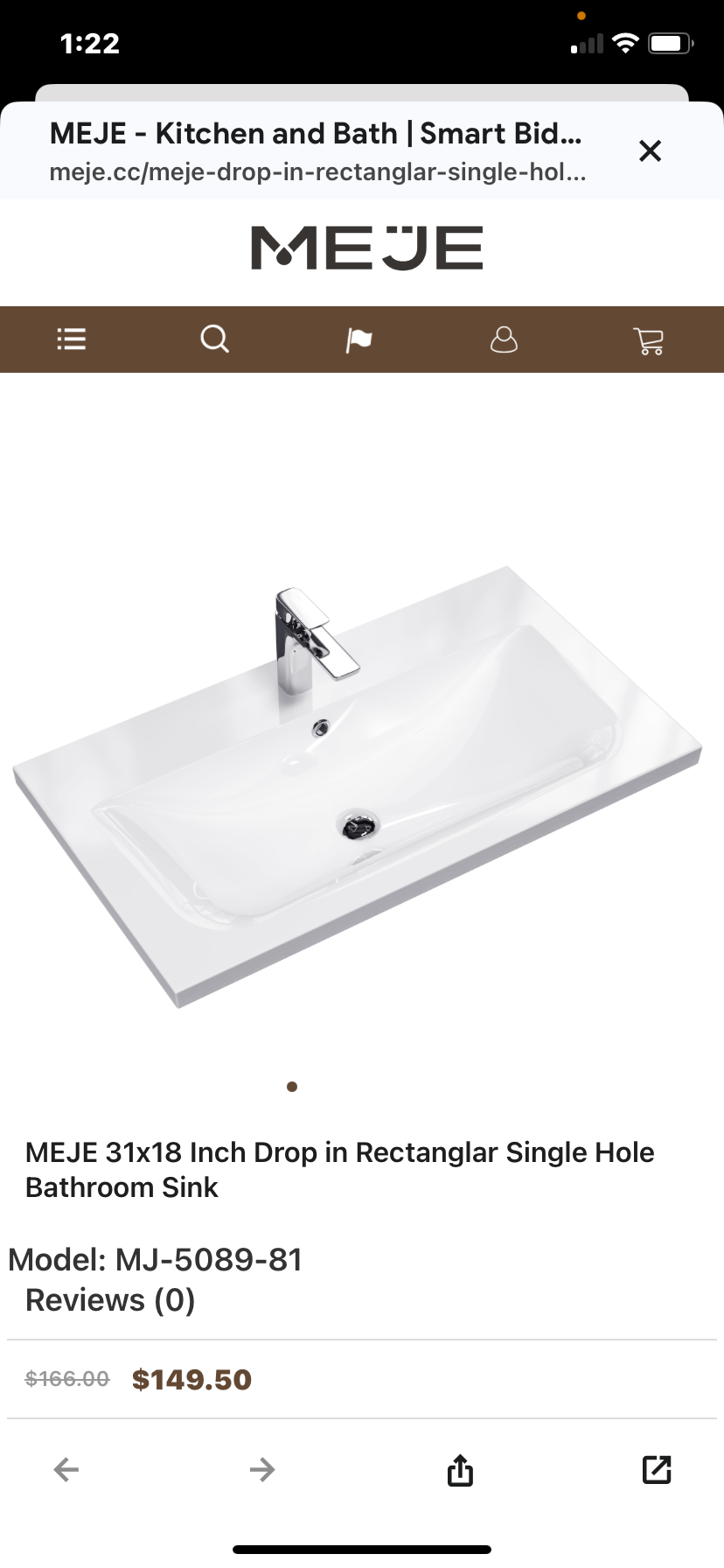 MEJE 31x18" Drop-in Rectangular Single Hole Bathroom Sink