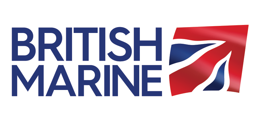 British Marine logo with stylized Union Jack flag design.