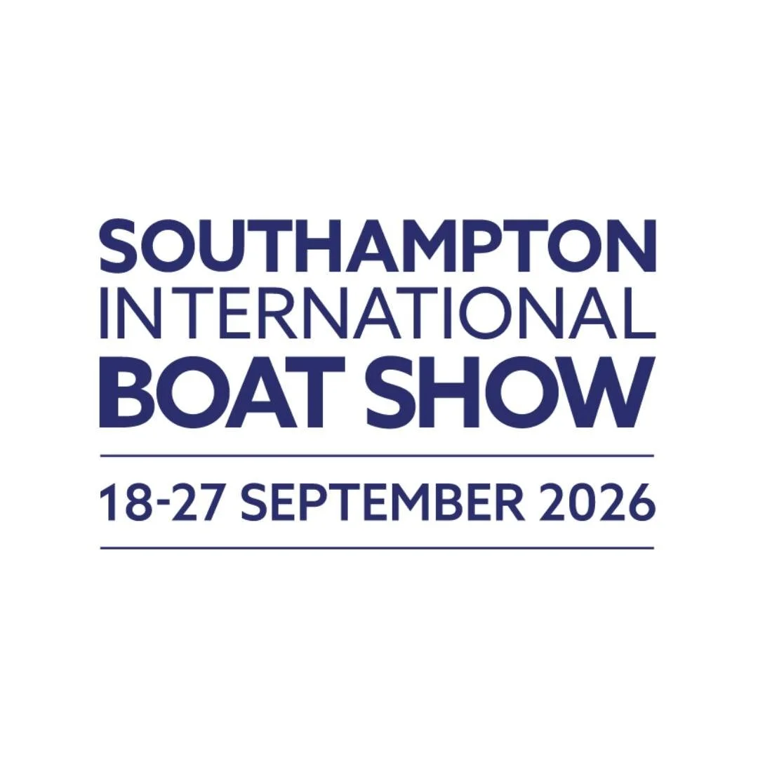 Event poster for the Southampton International Boat Show, scheduled from September 18 to 27, 2026, with navy blue text on a white background.