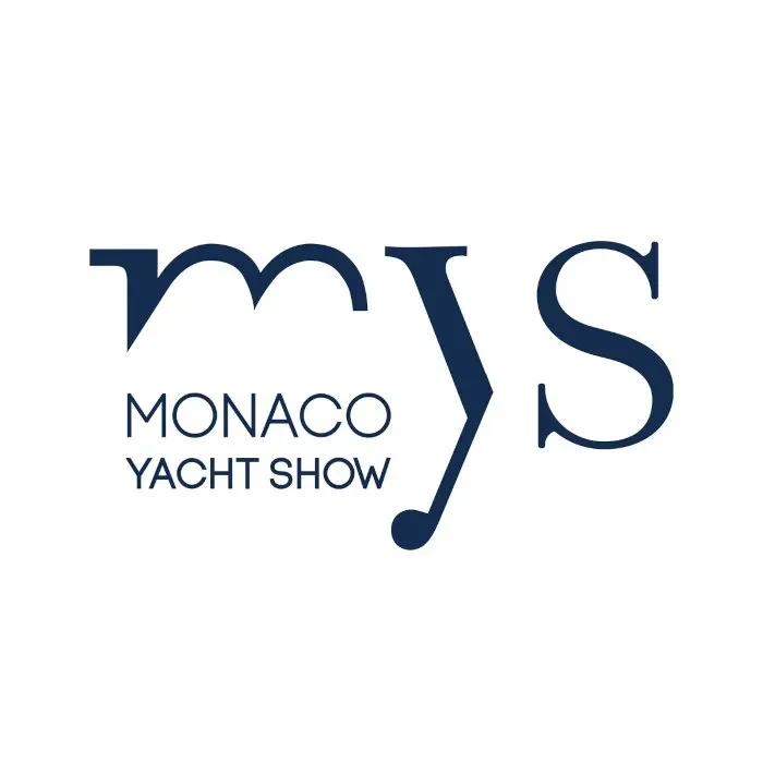 Logo for the Monaco Yacht Show, featuring stylized letters 'MYS' with a nautical theme.