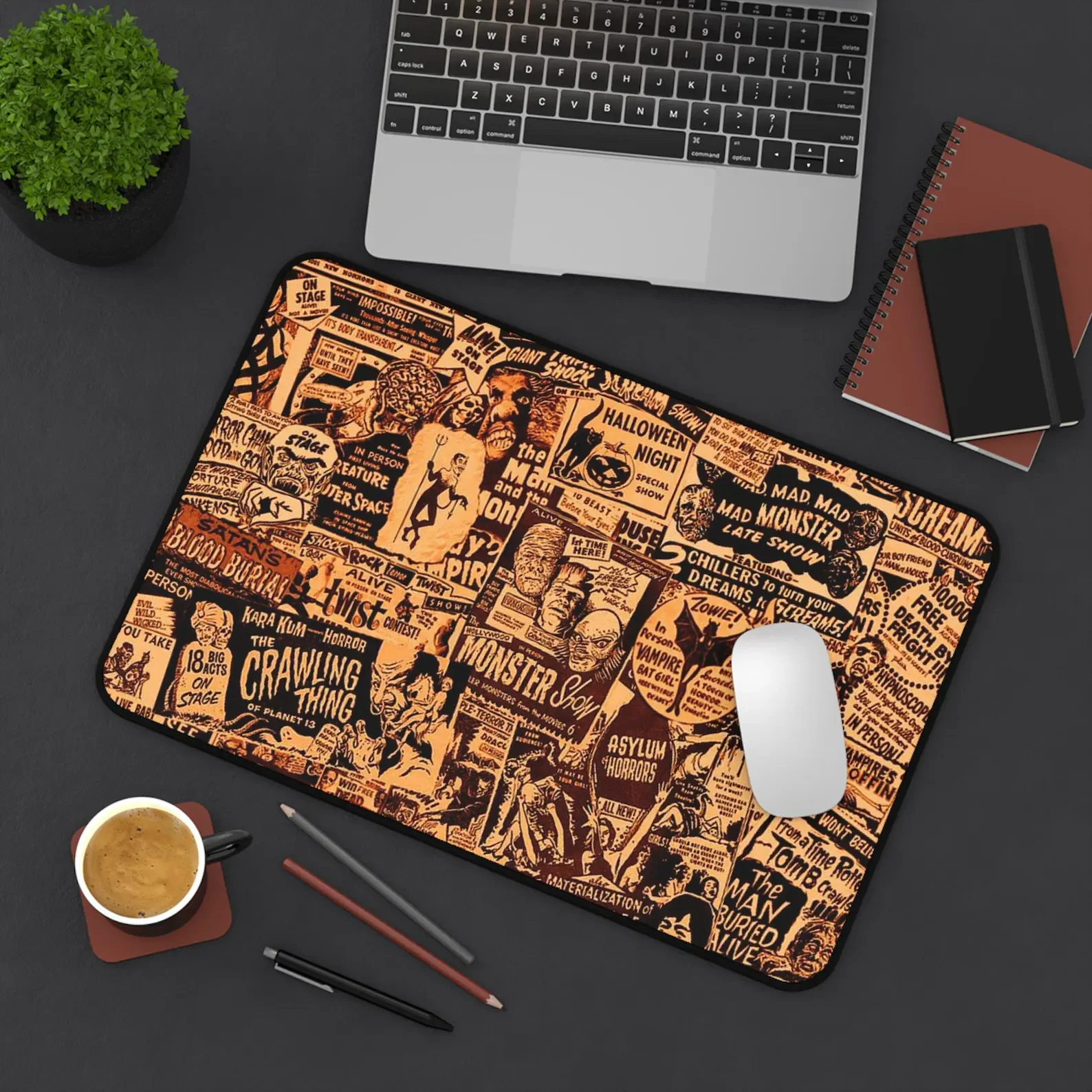 Graphic Retro Horror Thriller Monster Desk Mat