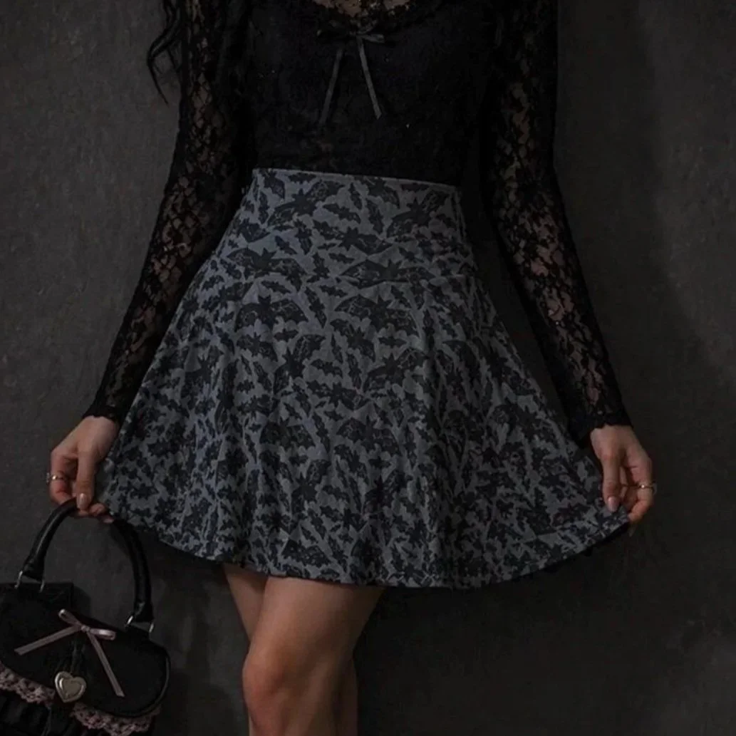 Black Lace Bat Punk Goth Chic Women's Skater Skirt